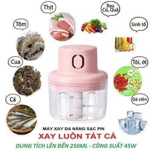 Máy Xay Mini Sạc Điện, Xay Thịt Ớt Hành Tỏi Rau Củ Quả Cầm Tay Siêu Tiện Lợi - Hàng Cao Cấp Loại 1