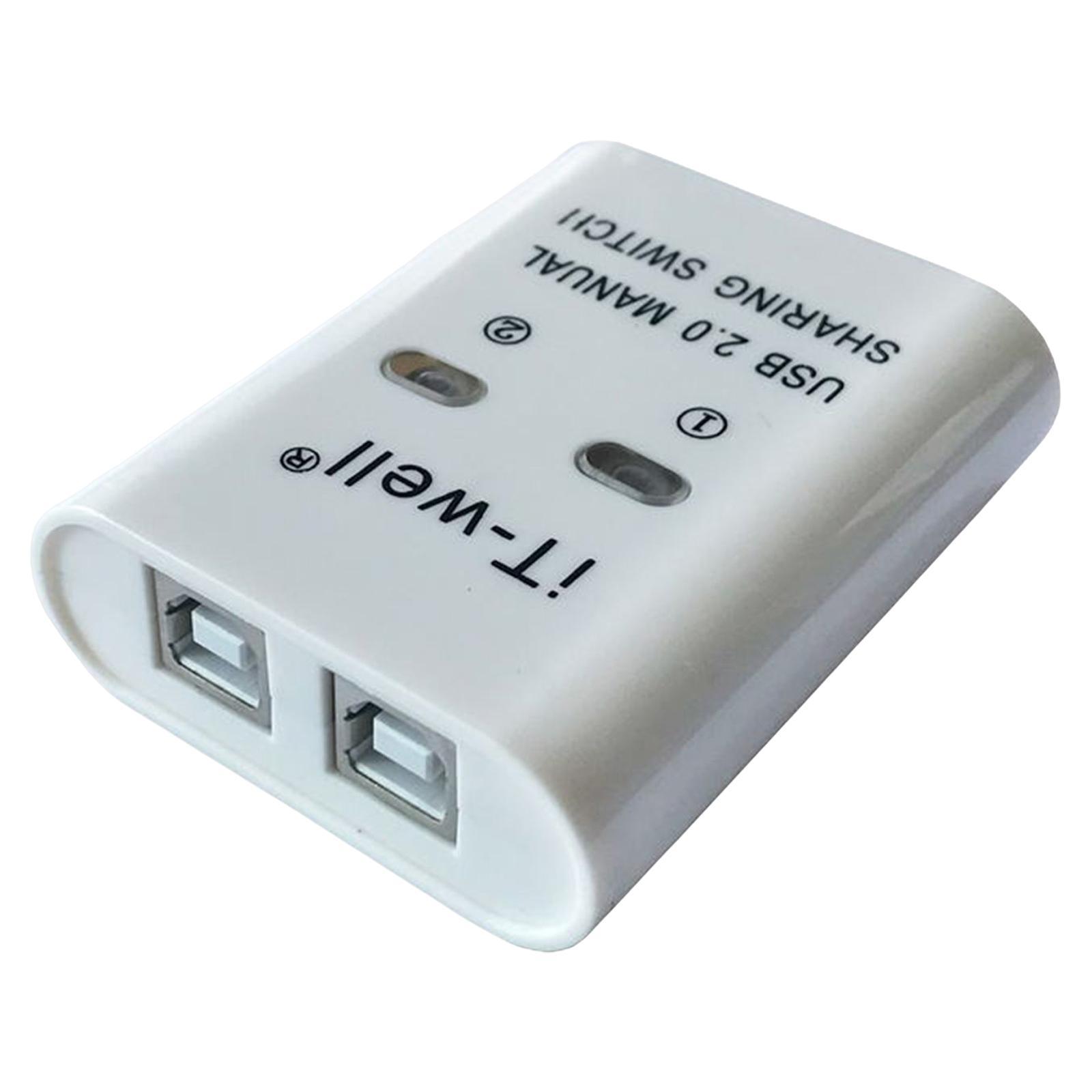 2 in 1 Out USB Printer Sharing Device Splitter Hub Plug and Play