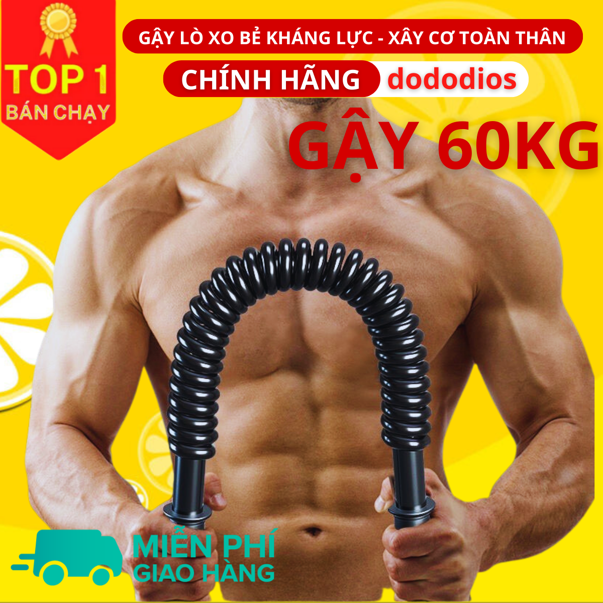 Gậy lò xo 60kg hãng dododios tập cơ tay, vai, xô tập gym tại nhà - Hàng chính hãng dododios