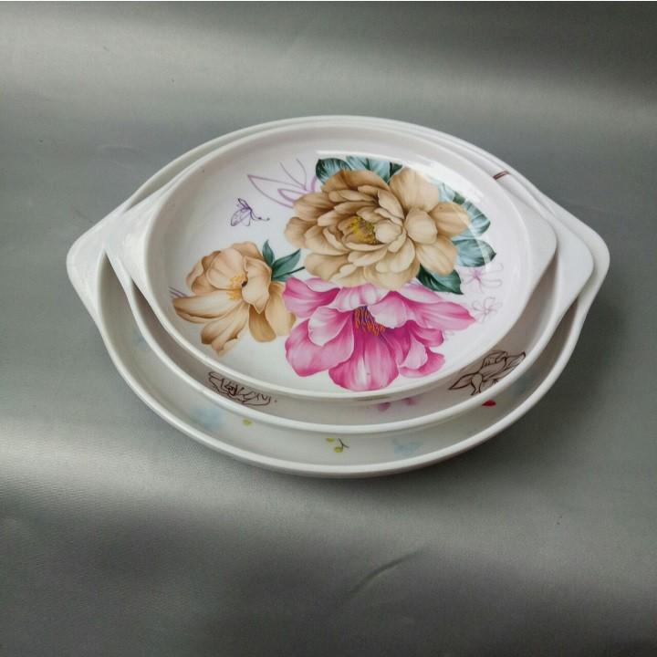 ĐĨA NHỰA PHÍP ĐỰNG HOA QUẢ BÁNH KẸO HÌNH TRÒN CÓ TAI CAO CẤP