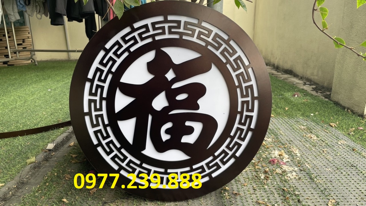 Đèn led trang trí bàn thờ chữ phúc màu óc chó