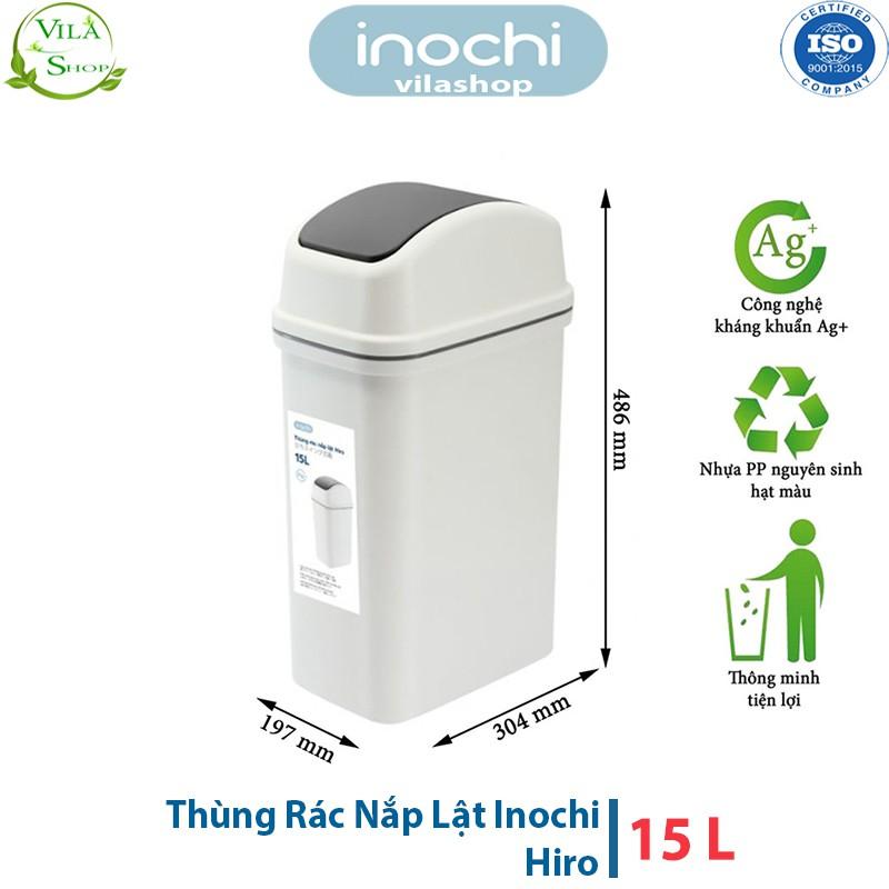 Thùng Đựng Rác, Thùng Rác Nhựa Lắp Lật Có Lõi 15L Inochi Đạt Tiêu Chẩu Xuất Nhật, Châu Âu EU