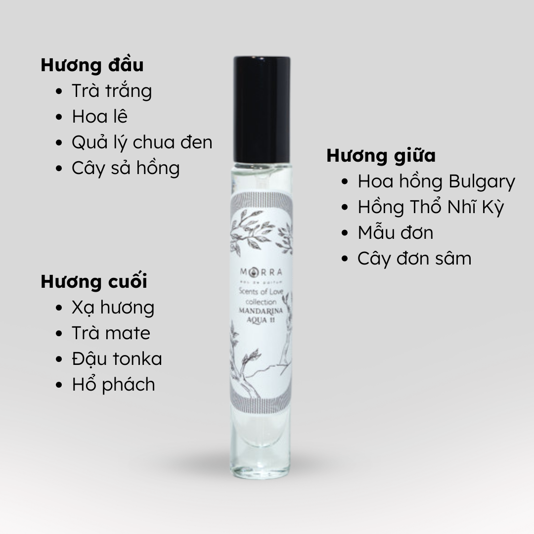 Nước hoa nữ tính thanh lịch, trẻ trung, năng động No.11 (Mandarina Aqua) Morra - dạng xịt