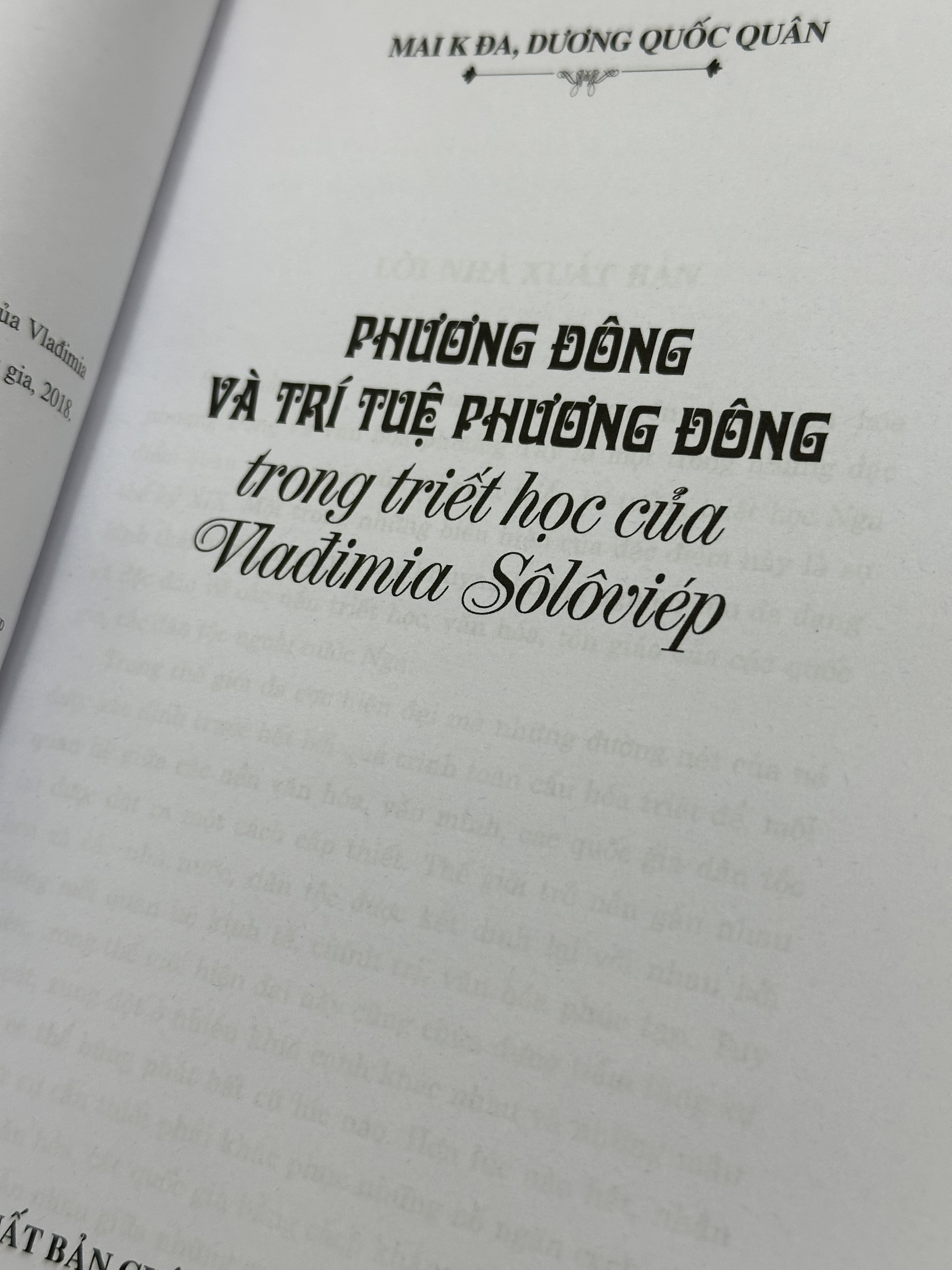 Phương Đông Và Trí Tuệ Phương Đông Trong Triết Học Của Vlađimia Sôlôviép - Maikađa, Dương Quốc Quân -