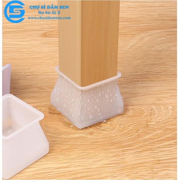 Miếng bọc chân ghế hình vuông - Lót chân bàn bằng silicone dẻo, chống trượt, chống xước sàn phù hợp với mọi loại bàn ghế