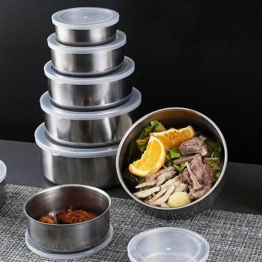 BỘ 5 THỐ INOX CAO CẤP CÓ NẮP ĐẬY - TIỆN LỢI - Size 12-18CM