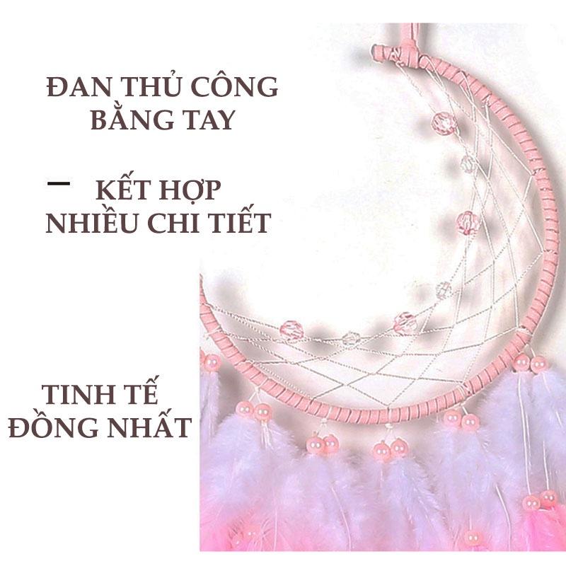 Bùa bắt giấc mơ, dreamcatcher , chuông gió trang trí gắn lông vũ trang trí ( full màu )