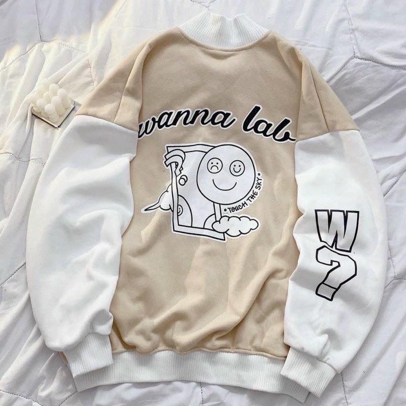 Áo khoác bomber form rộng unisex chất vải nỉ ngoại dày dặn W?