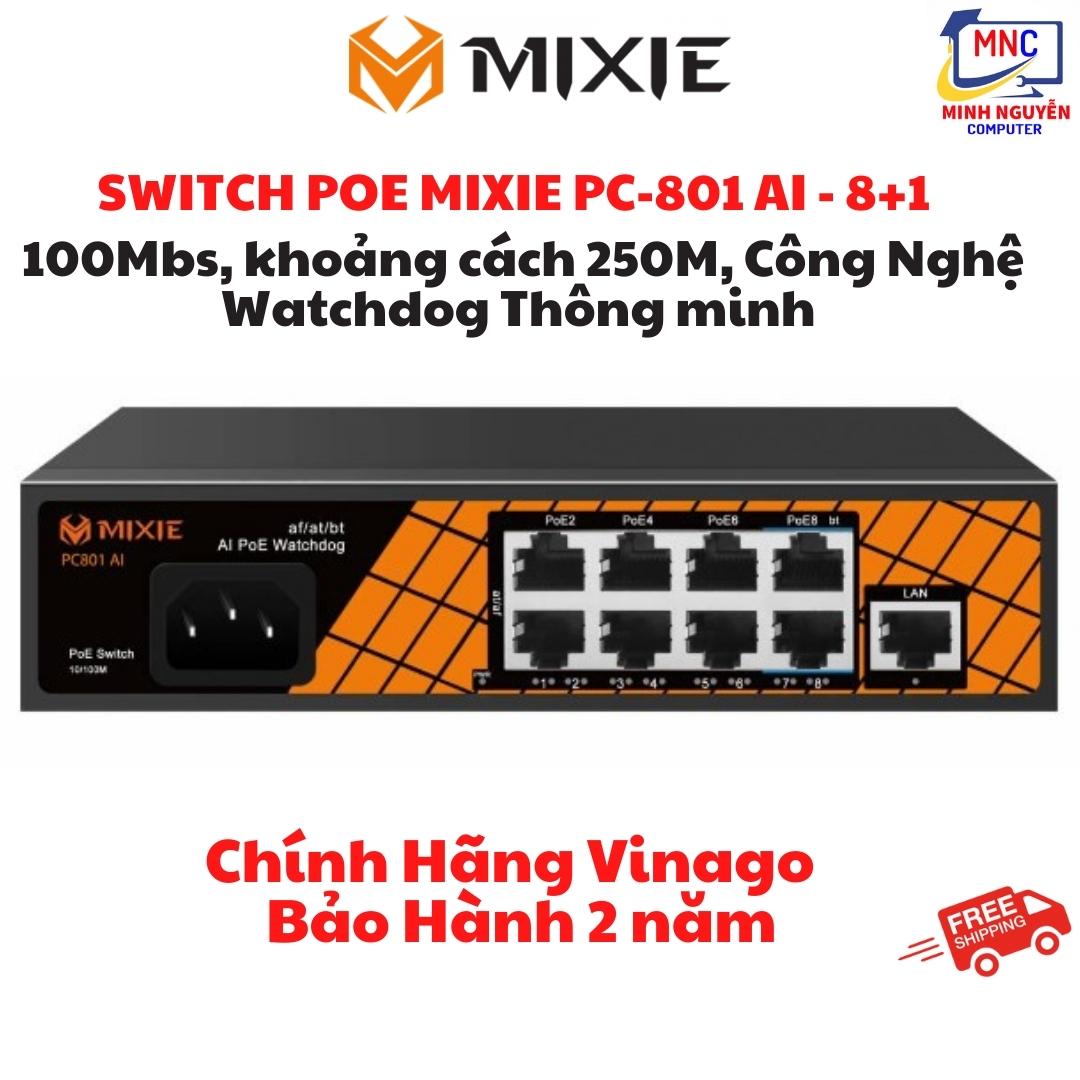 Switch Poe MIXE PC402-Mini gồm 4 cổng POE RJ45 10/100M và 2 cổng UPlink tốc độ 10/100m - Hàng Chính Hãng