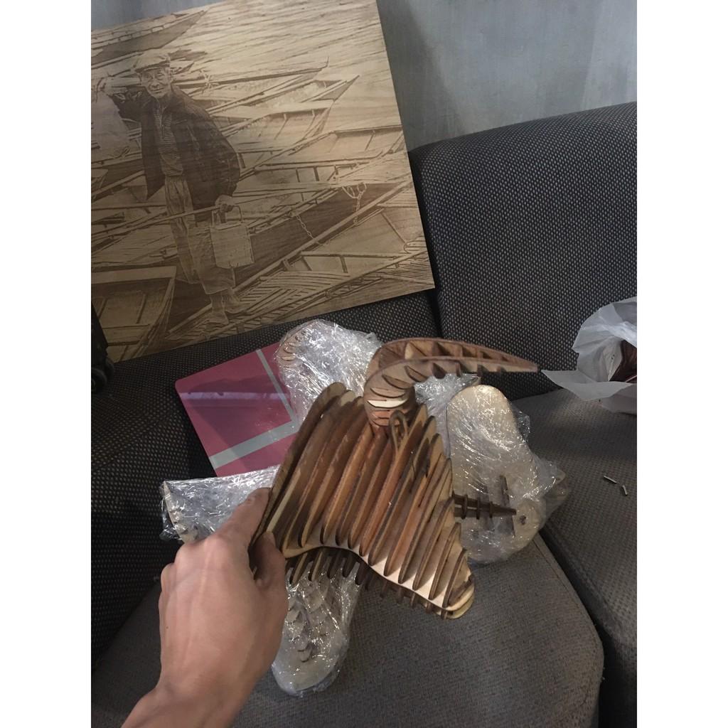 Đầu trâu 3d puzzle mô hình decor 2021