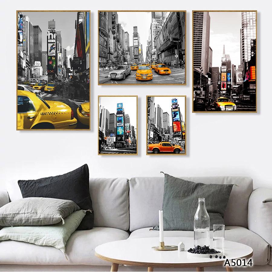 Bộ tranh khung canvas treo tường đường phố