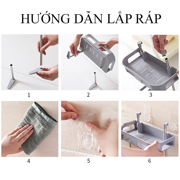 Kệ để đồ dùng sau Toilet nhà tắm 2 innox tầng đa năng hít chân không