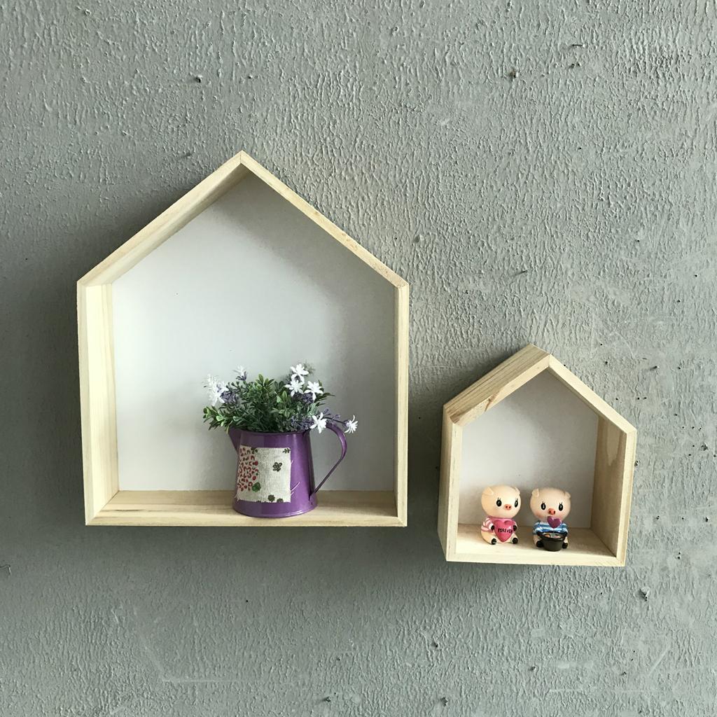 Fantasy Floating Wall Shelf Storage Shelves Hut Shaped Wooden Home Decor