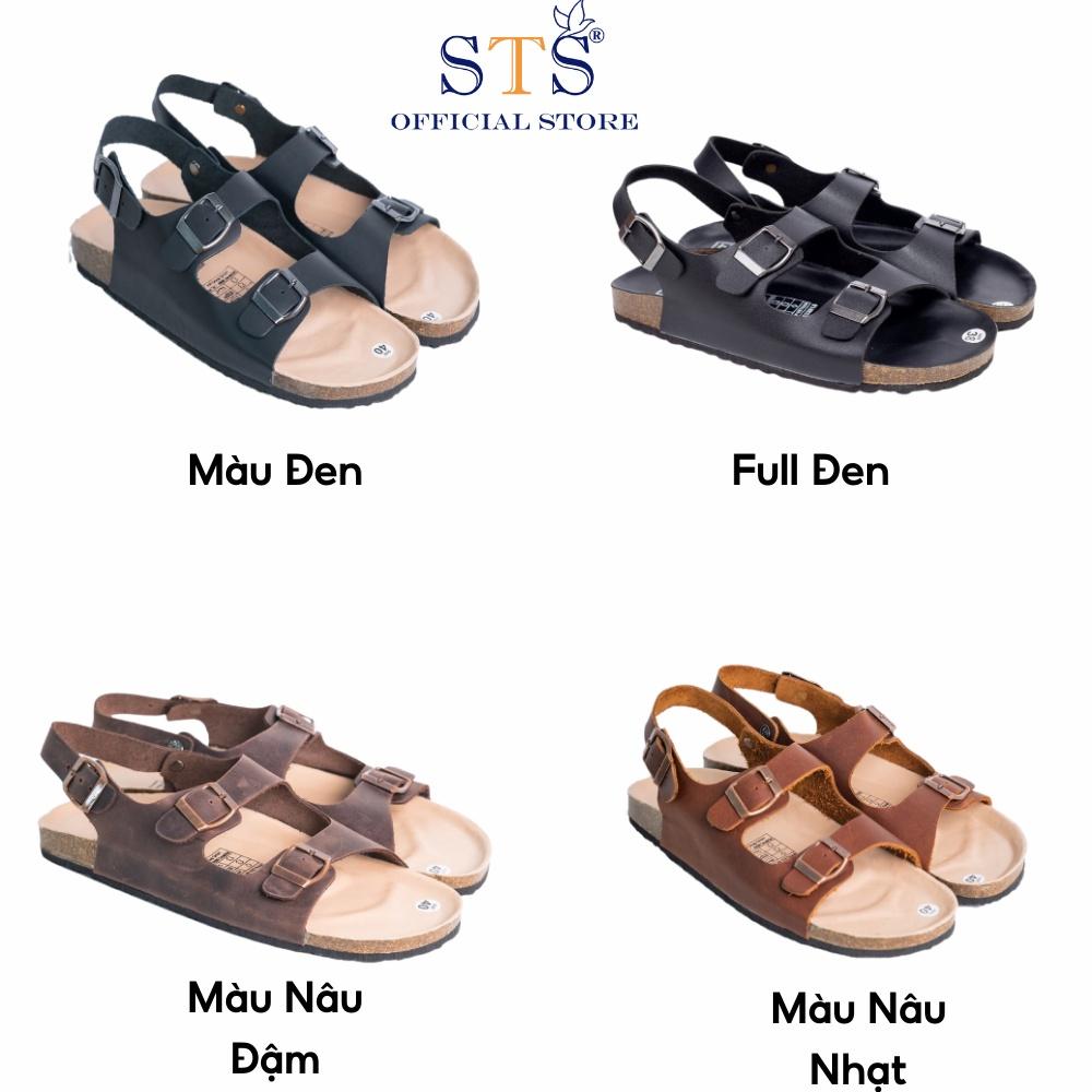 Sandal đế trấu nam nữ DA BÒ THẬT NGUYÊN TẤM ,Quai Ngang,khóa cài, Mặt lót PU kem chống nước cao cấp,nhiều màu