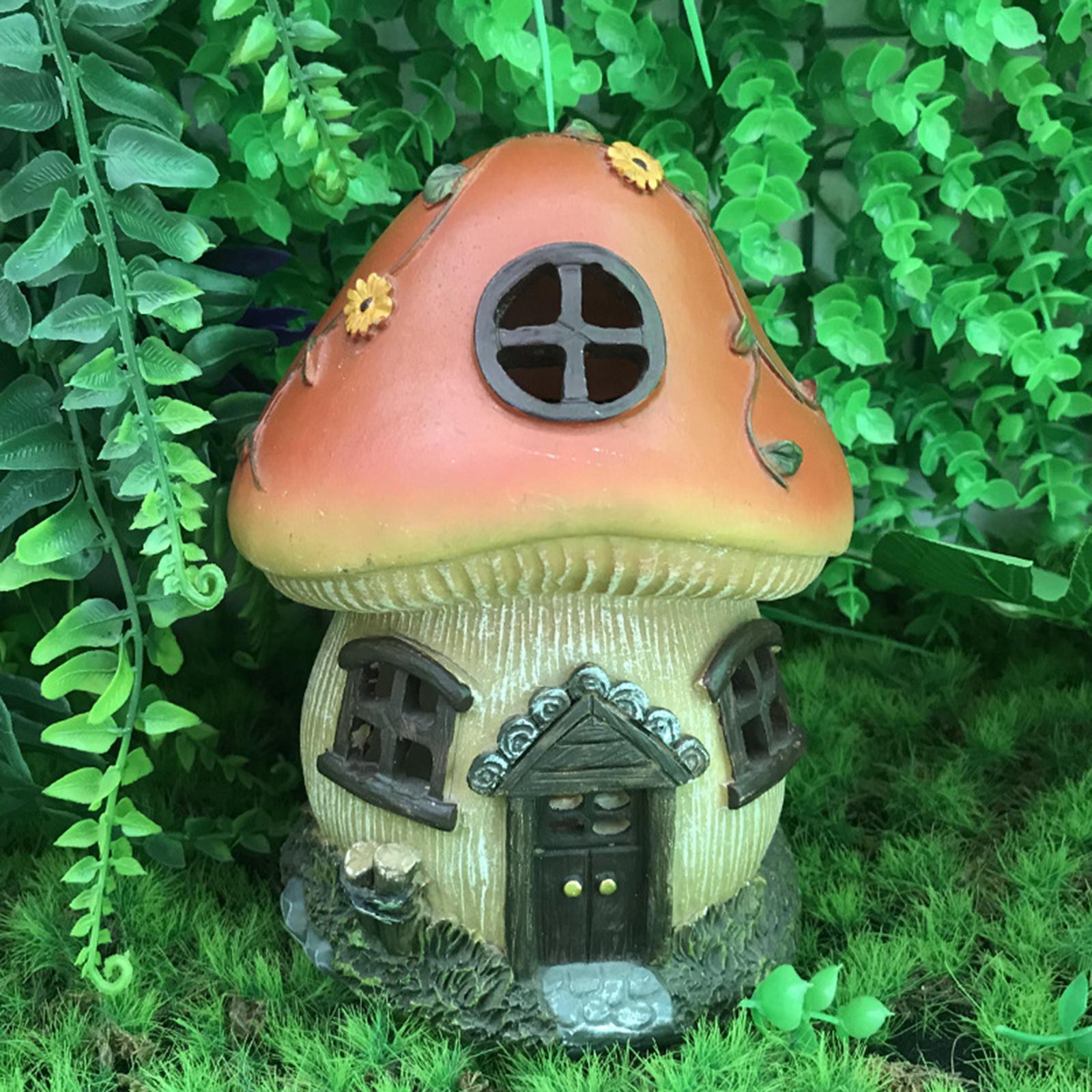 Home Mushroom House Garden Solar Powered Light Yard Patio Ornament Figurine
