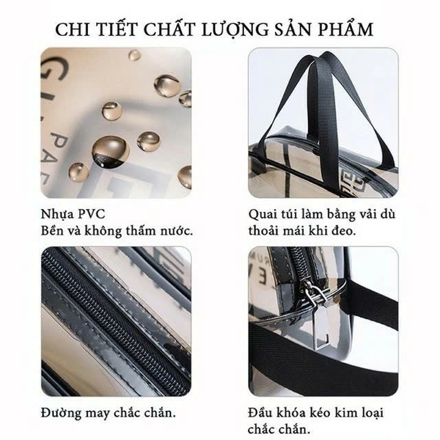 Túi đựng mỹ phẩm du lịch có quai xách mini trong suốt, Túi đựng đồ trang điểm makup chống nước - Chính Hãng