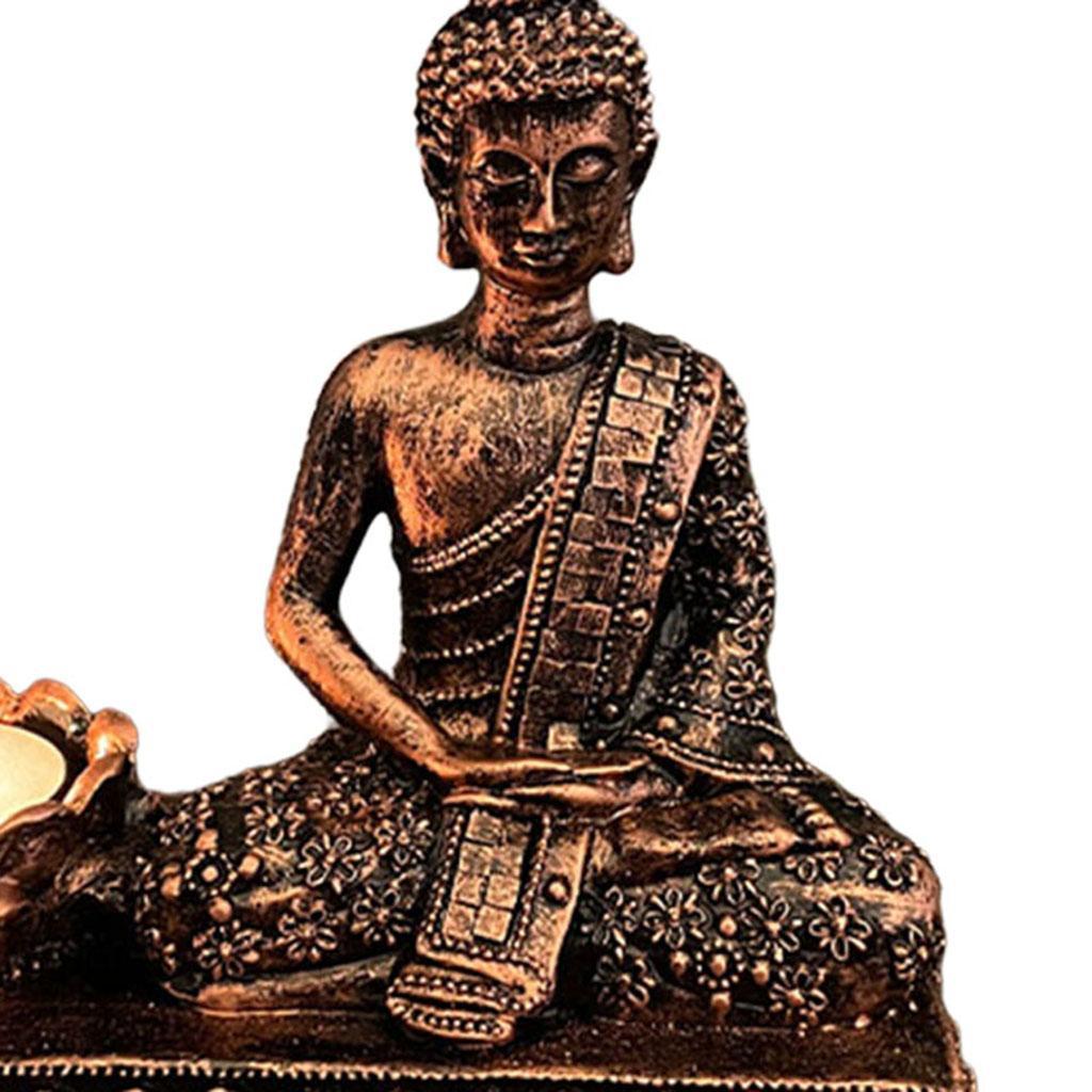 Buddha Statues, Sitting Meditating Figurines with Tealight Candle Holder, for