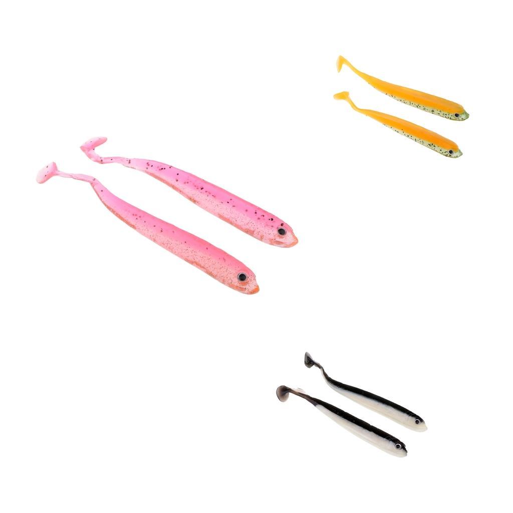 2Pcs Worm Fishing Lures Soft Wobblers Crank Baits Artificial Fish Shape T-tail Baits 9g