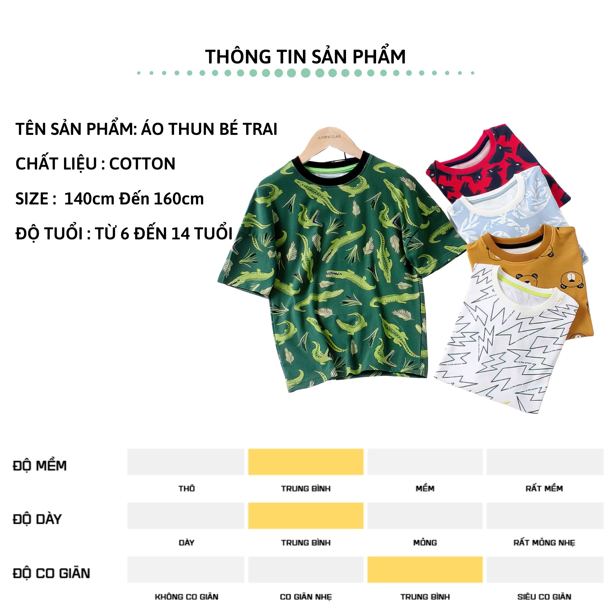 Áo thun bé trai ngắn tay size đại 27Kids áo cộc nam 100% Cotton cho trẻ từ 4-14 tuổi BSTS19
