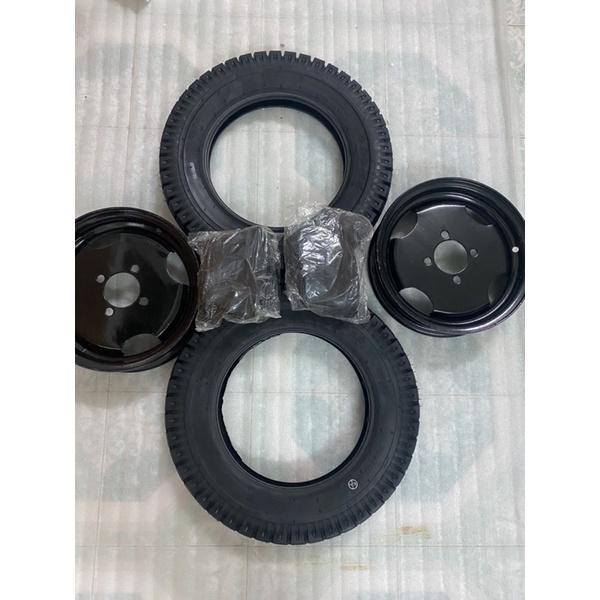 Cặp bánh 400-12 Tim ốc lazang đo vuông 7cm,đo chéo 10cm, dùng lắp ráp vào xe 3 bánh,xe 4 bánh...