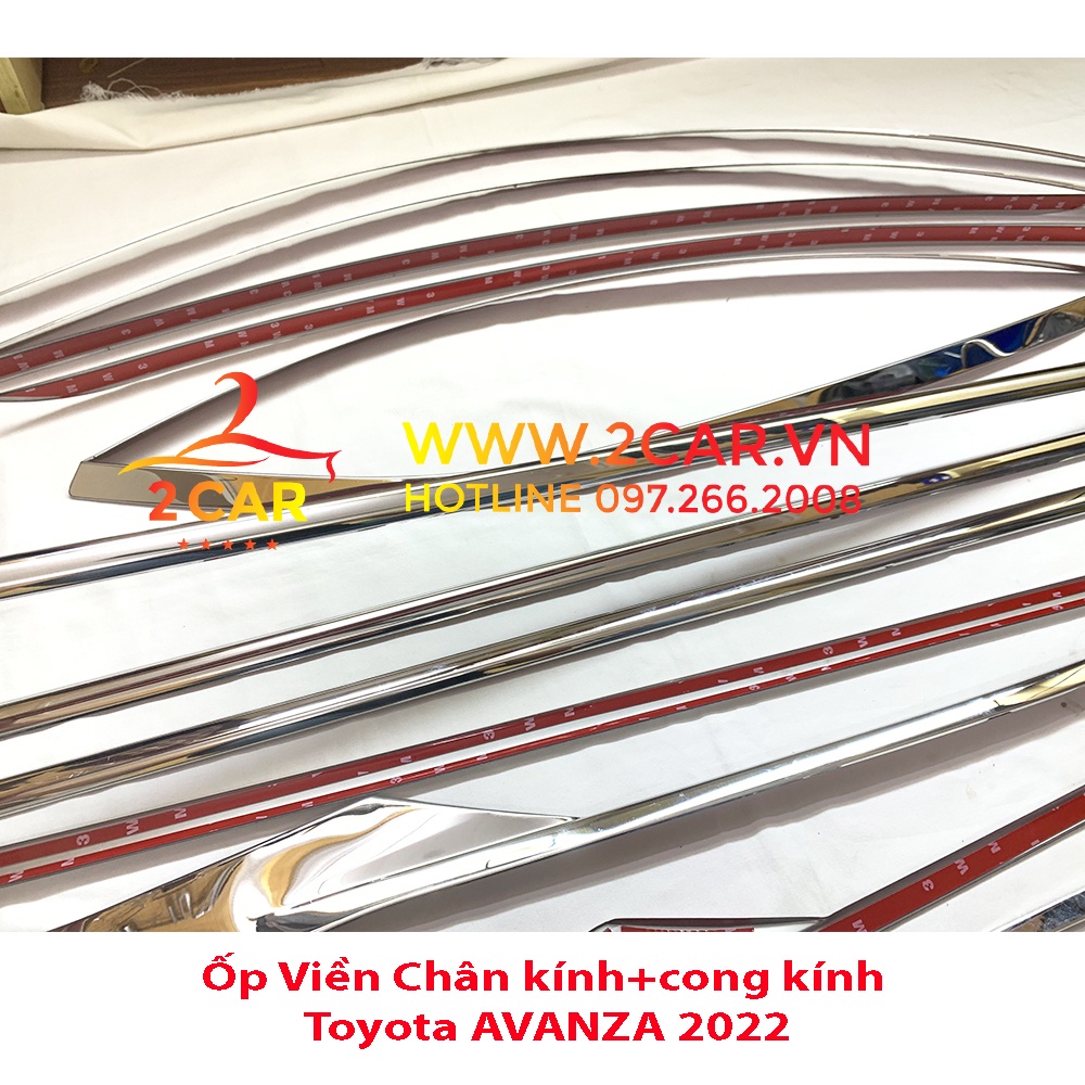 Nẹp viền chân kính, cong kính xe TOYOTA AVANZA 2022 2023 chất liệu inox 304 sáng bóng