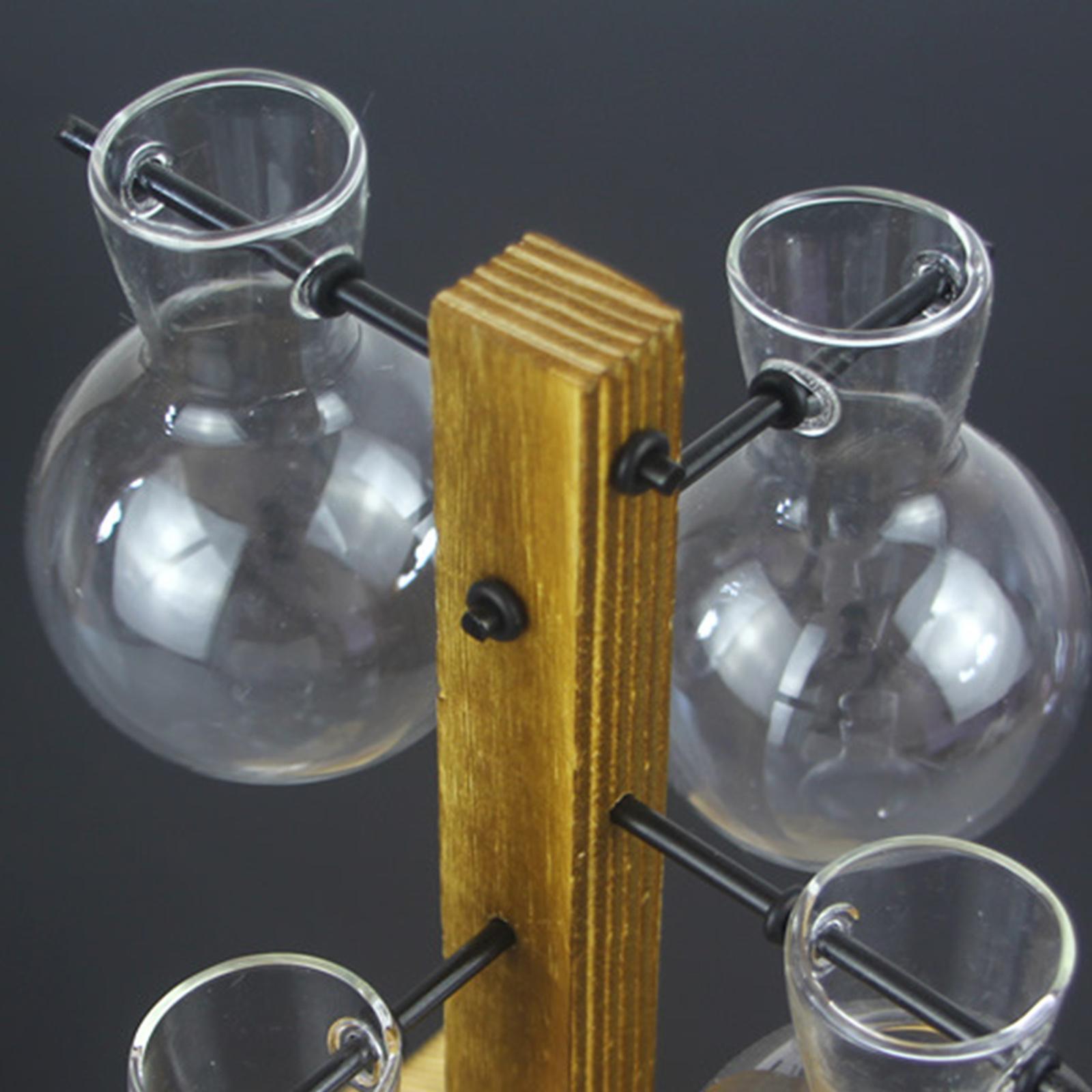 2- Test Tube Flower Bud Vase With Wooden Stand for  Plants Home