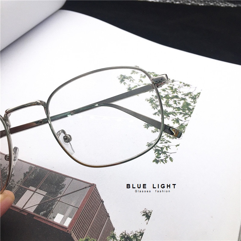 Kính Giả Cận, Gọng Kính Cận Nam Nữ Mắt Vuông Gọng Kim Loại Cứng Cáp - BLUE LIGHT SHOP