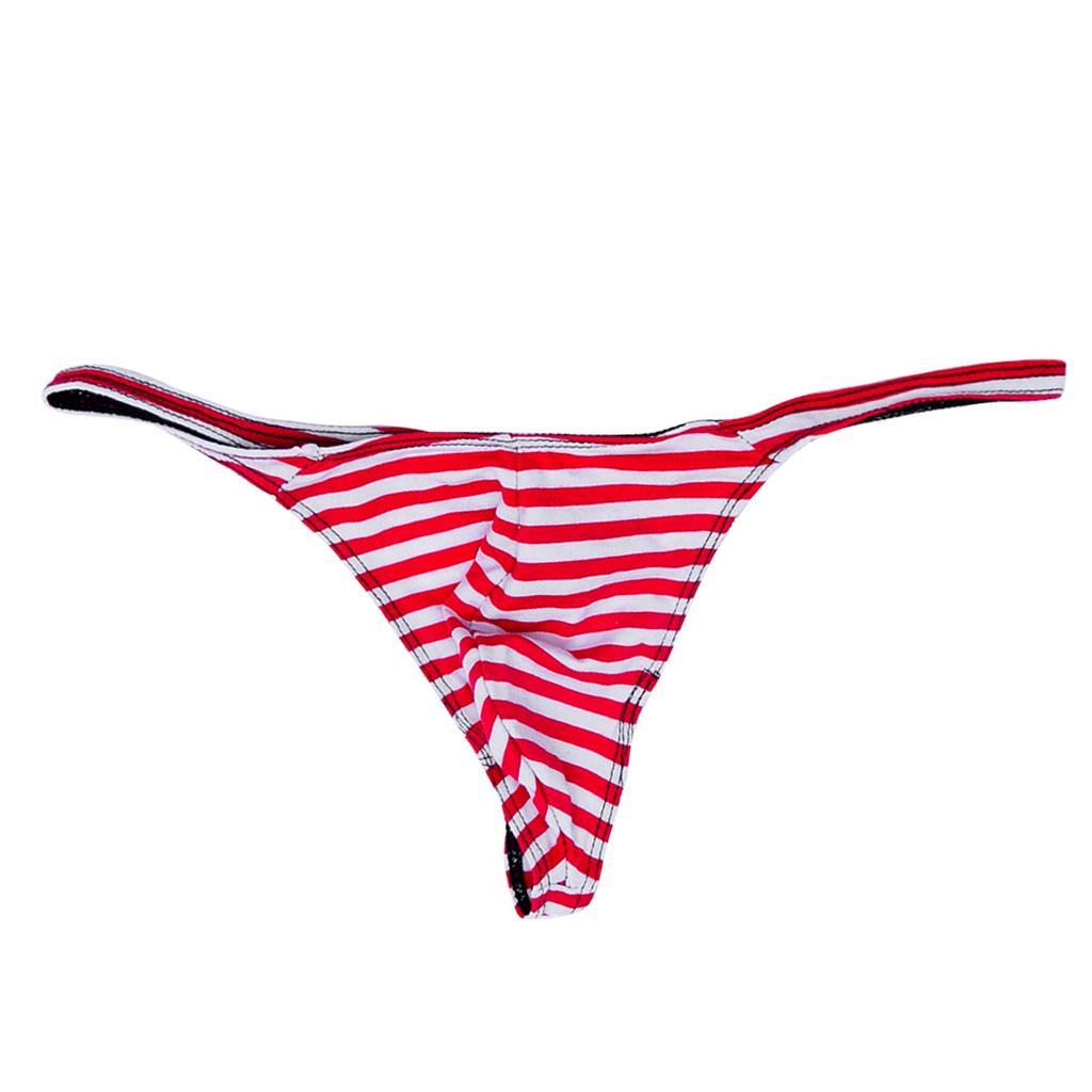 2-3pack Men's Sexy G-string Underwear T-back Thongs Briefs Red White Striped