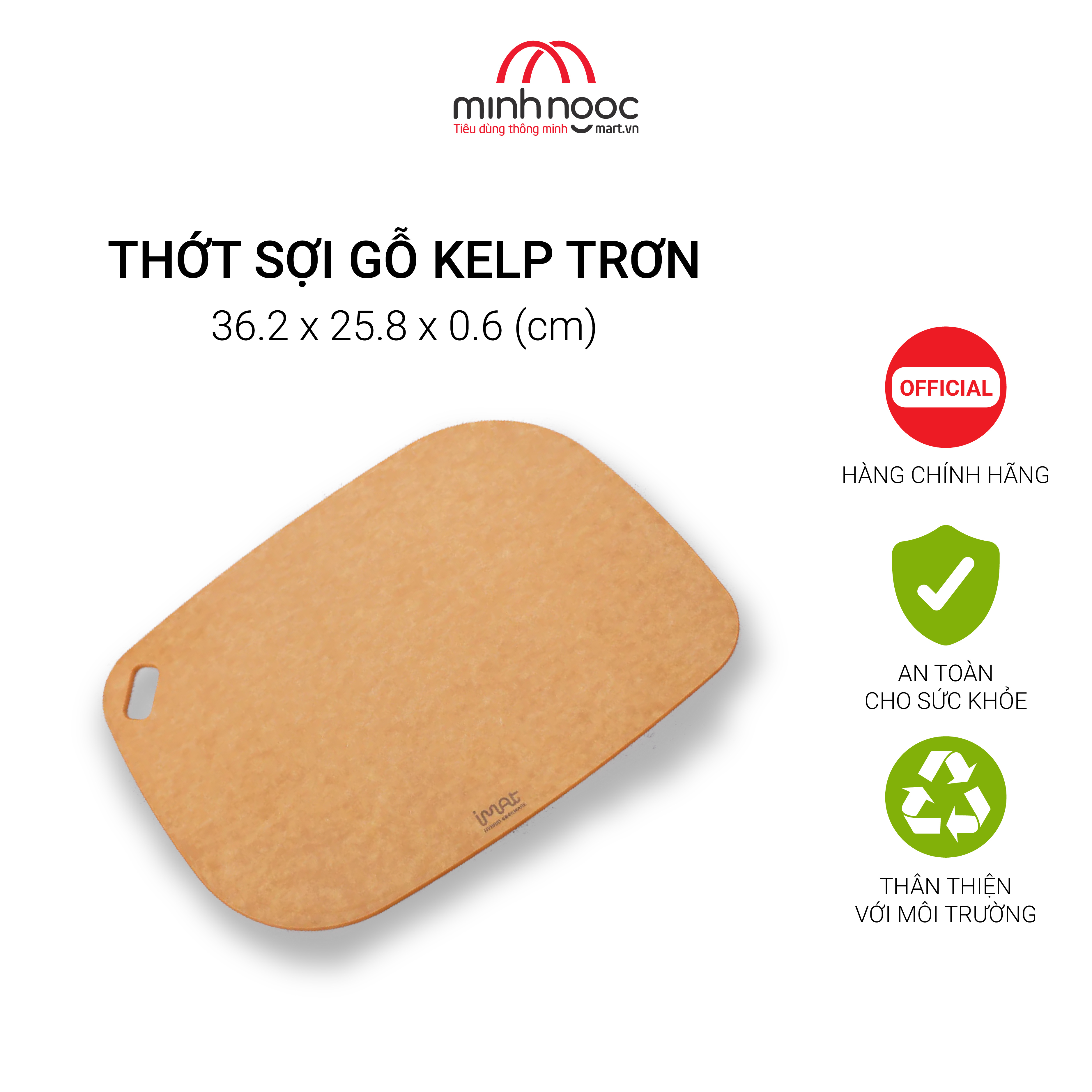 Thớt sợi gỗ Neoflam kelp trơn, chịu nhiệt 170℃, chống xước thân thiện với dao, không chứa BPA