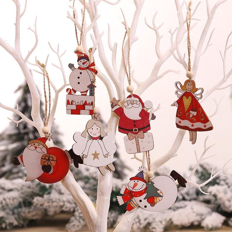 Set 2 búp bê gỗ hình ông già noel trang trí giáng sinh