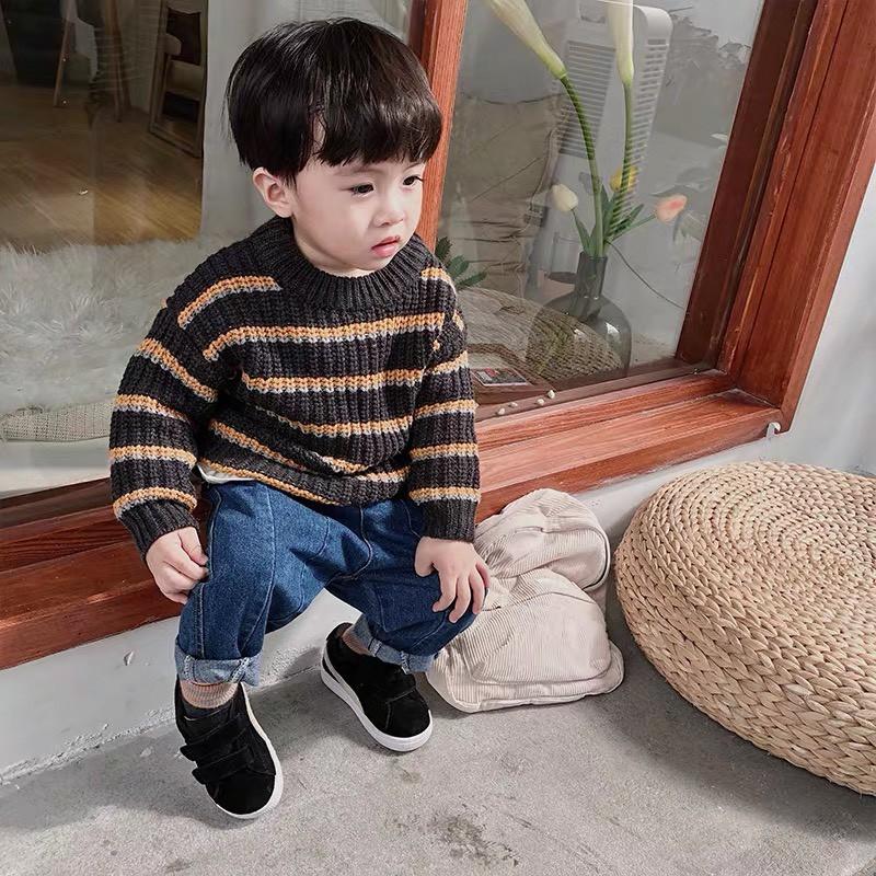 Áo Len Dài Tay sọc cam cho bé A42NL177
