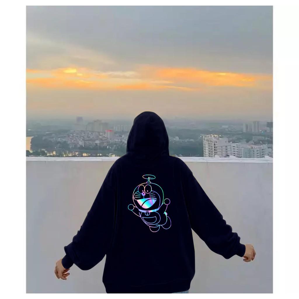 Áo hoodie Unisex dạ quang - Áo khoác nỉ phản quang họa tiết Doremon in cao cấp