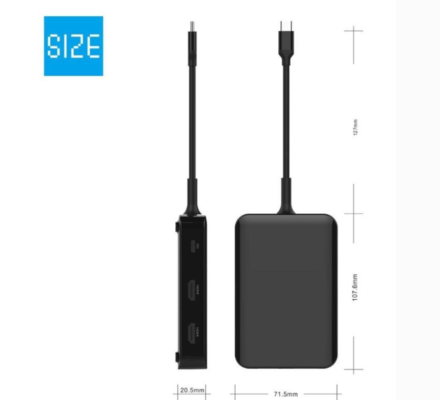 Hub USB Type-C đa chức năng HDMI/ VGA/ RJ45/ PD/ USB/ TF/ SD cho Macbook M1, Surface, Dell XPS