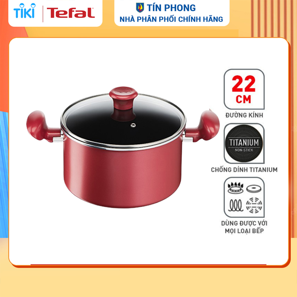 Nồi chống dính đáy từ Tefal So Chef 22cm, dùng cho mọi loại bếp- Hàng chính hãng