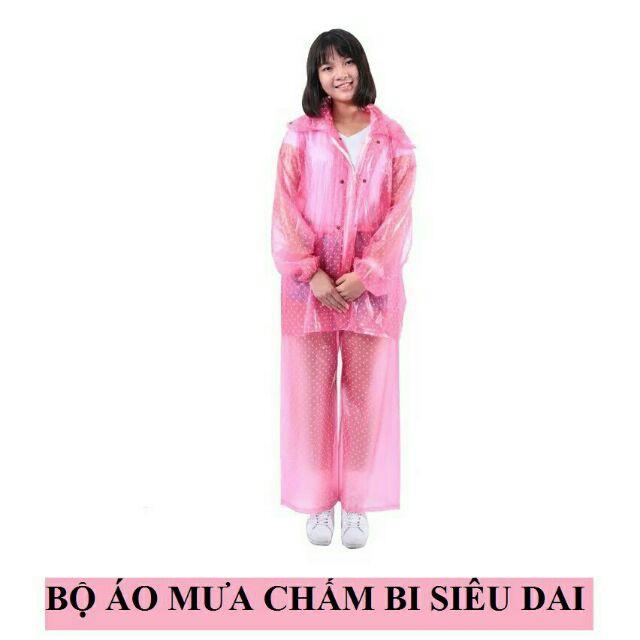 Hình ảnh Áo mưa bộ chấm bi tiện dụng đủ màu