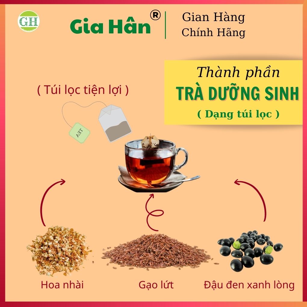 Trà túi lọc gạo lứt ,hoa nhài ,đậu đen xanh lòng tốt cho người Giảm Cân ,Giảm Stress, Giảm mỡ trong máu GIAHAN FOOD