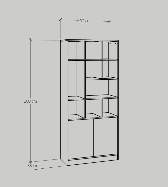 [Happy Home Furniture] CATY , Kệ sách 2 cửa mở ,  90cm x 39cm x 200cm (DxRxC), KSA_025