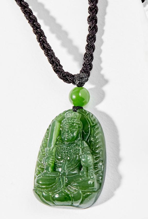 Mặt Dây Chuyền Phong Thủy Đá Ngọc Bích Phật Bản Mệnh Bất Động Minh Vương Tuổi Dậu (3x2cm) Ngọc Quý Gemstones