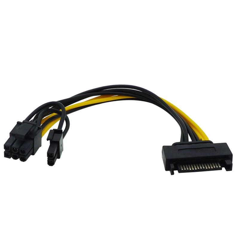 15 Pin SATA Male to 8 Pin Cáp cấp nguồn PCI-e 15Pin SATA to 8Pin PCI Express Adapter for Graphics Video Card 8 inch
