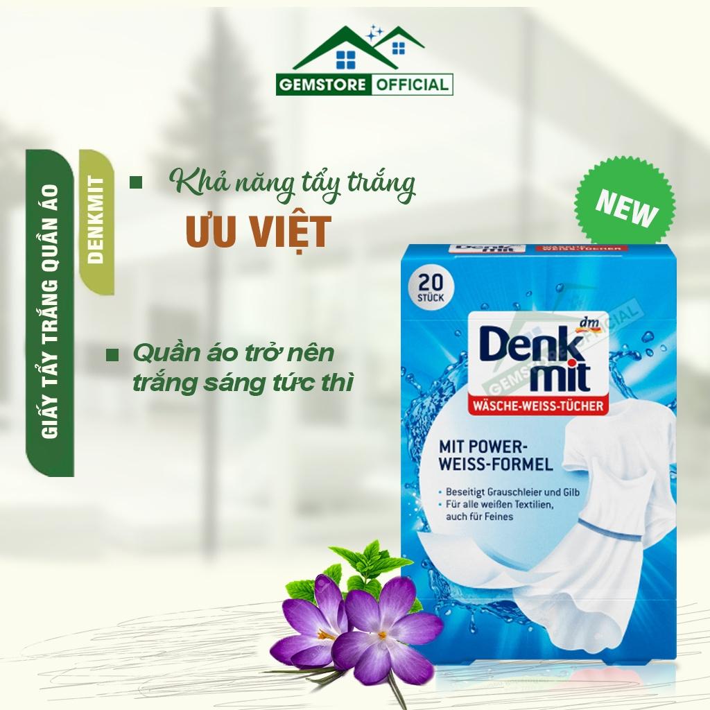 Giấy Tẩy Trắng Quần Áo DENKMIT, Giặt Tẩy Quần Áo, Hộp 20 Tờ, Chuyên Dùng Cho Máy Giặt, Hiệu Quả, An Toàn, Nhập Đức