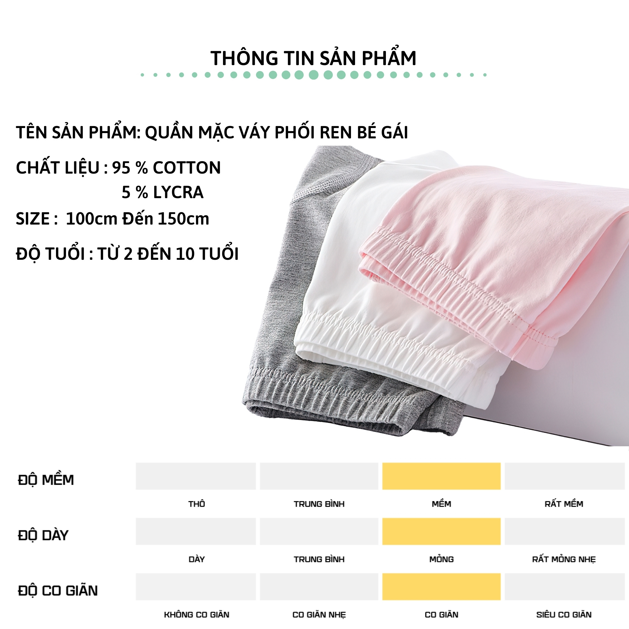 Quần mặc váy bé gái 27Kids quần short đùi an toàn nữ phối viền ren cho trẻ từ 2-10 Tuổi GSPS4