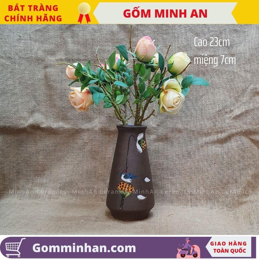 Bình Hoa Lọ Hoa Men Mộc Dáng Nhỏ Cao- Gốm Sứ Bát Tràng- Gốm Minh An