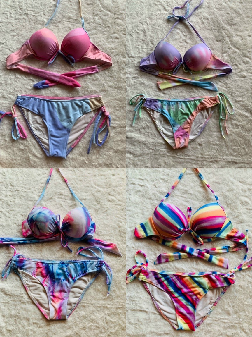 Bikini Tam Giác Có Gọng Nâng Ngực Họa Tiết