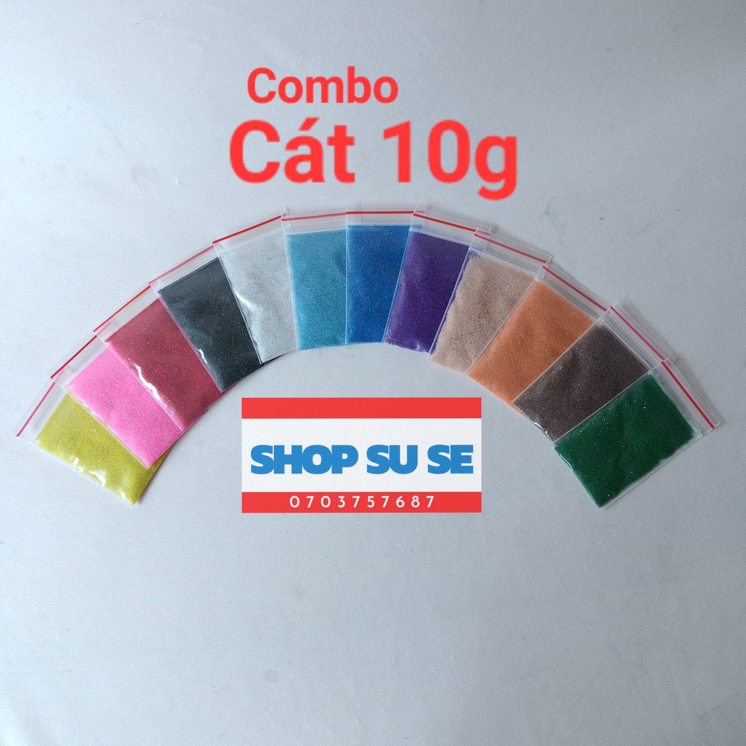 Cát màu tô tranh cát. Combo 12 gói. Mỗi gói 10g