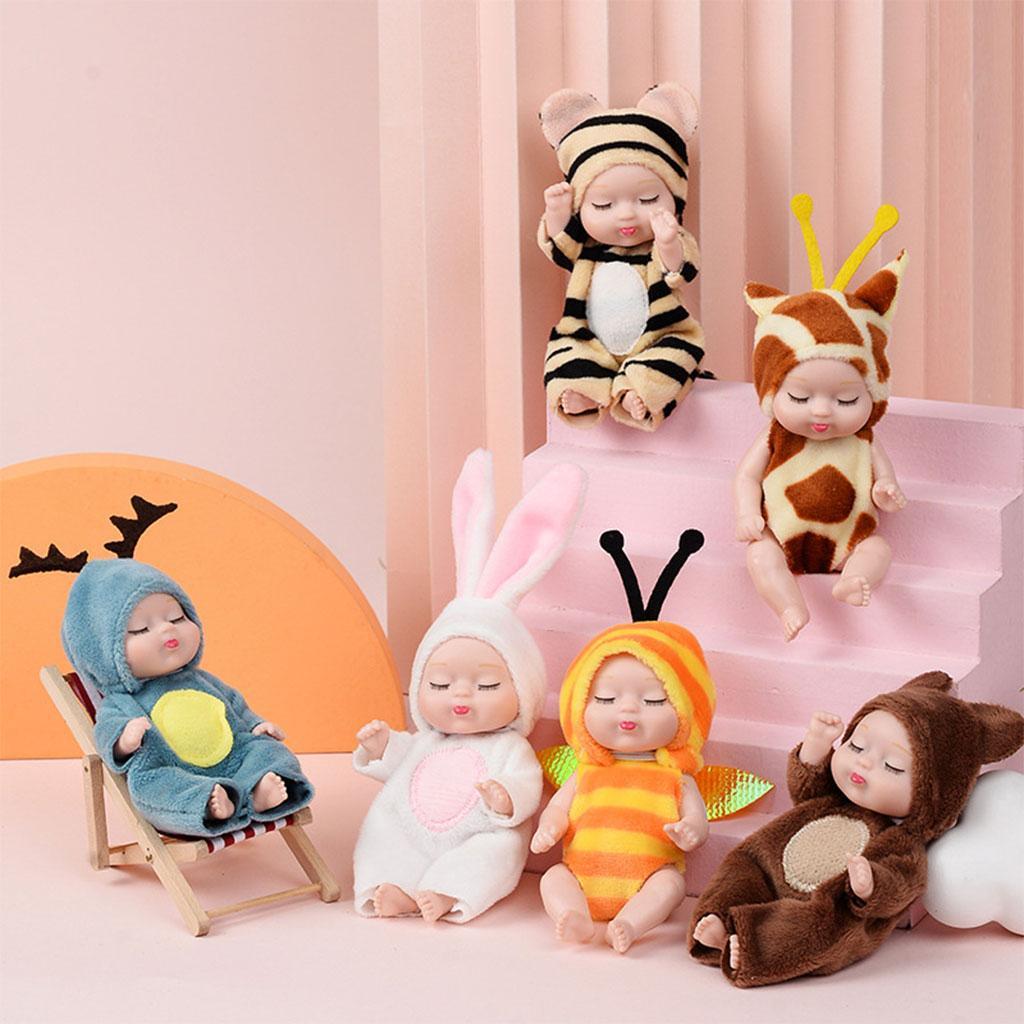 2-10pack Cartoon Sleeping Baby Doll Keychain Accessories Car Toy Gifts Decor Elk