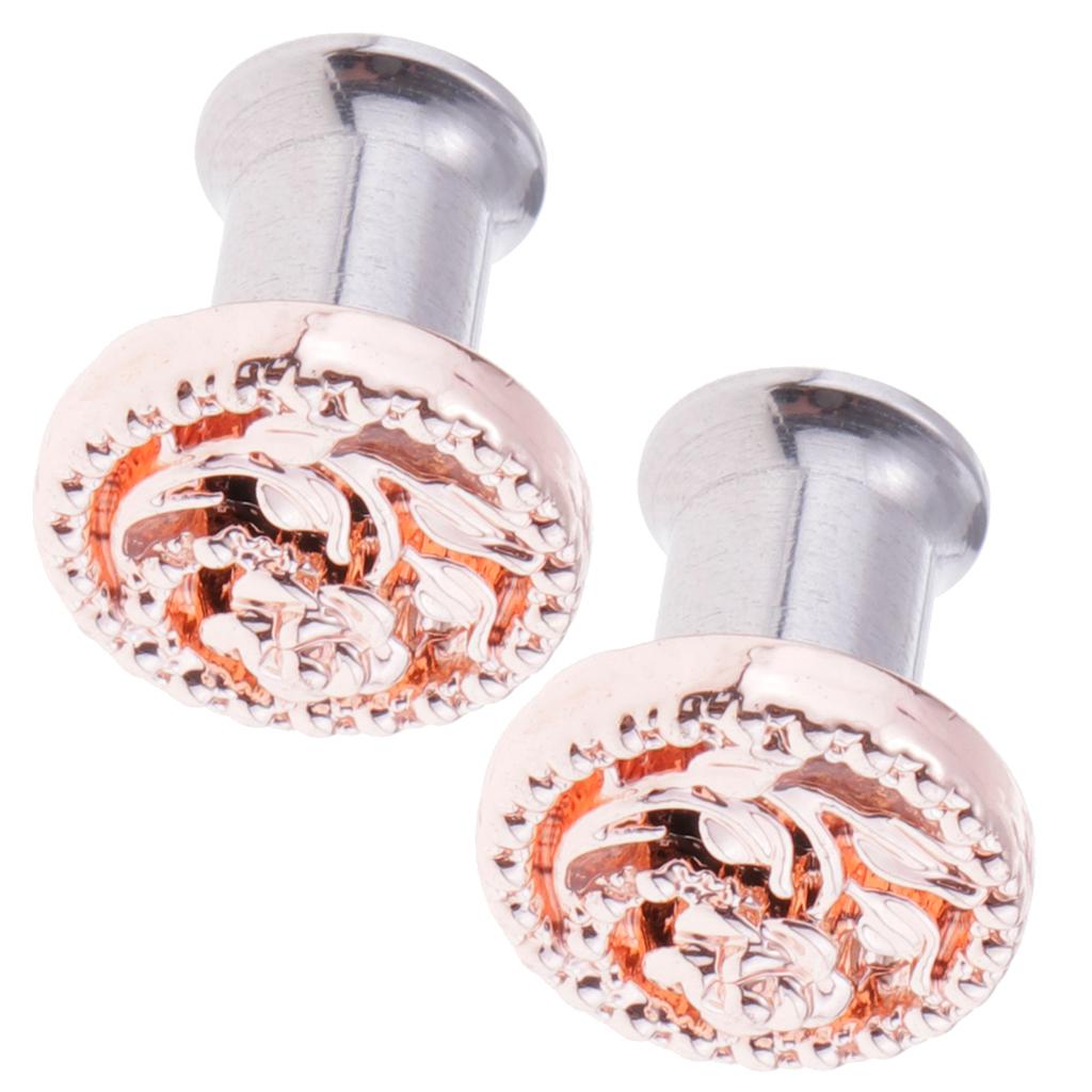 2pcs Fancy Rose Gold Flower Ear Plug Tunnel Stainless Steel Ear Jewelry 6mm