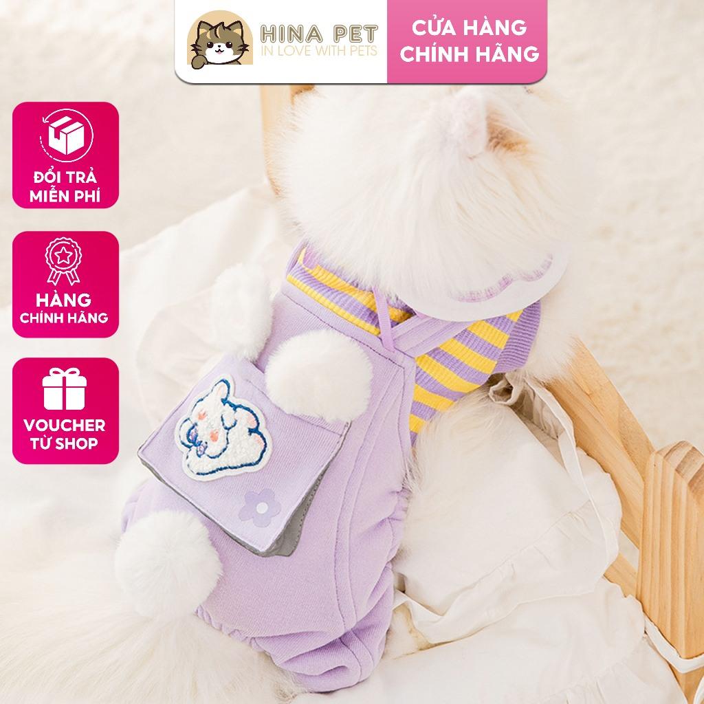 Váy cho chó mèo và đầm cho chó mèo - quần áo thú cưng đẹp giá rẻ chất liệu vải cao cấp - Set Sơ Mi Yếm Tím