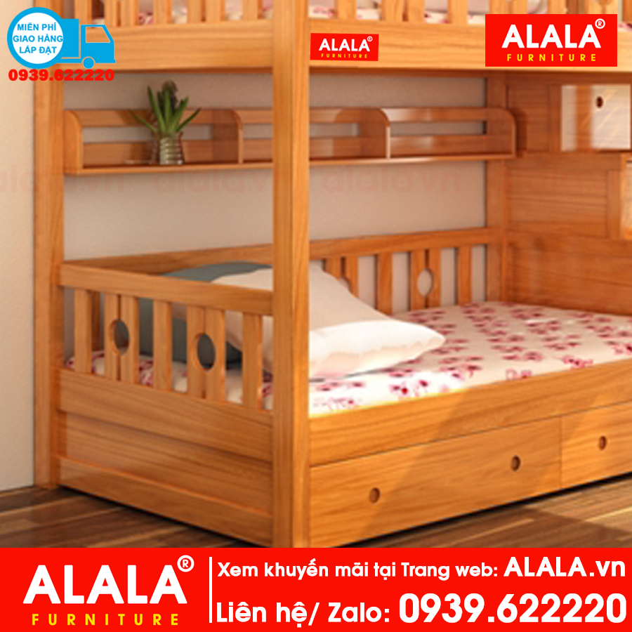 Giường tầng ALALA114 gỗ thông nhập khẩu - www.ALALA.vn® - Za.lo: 0939.622220