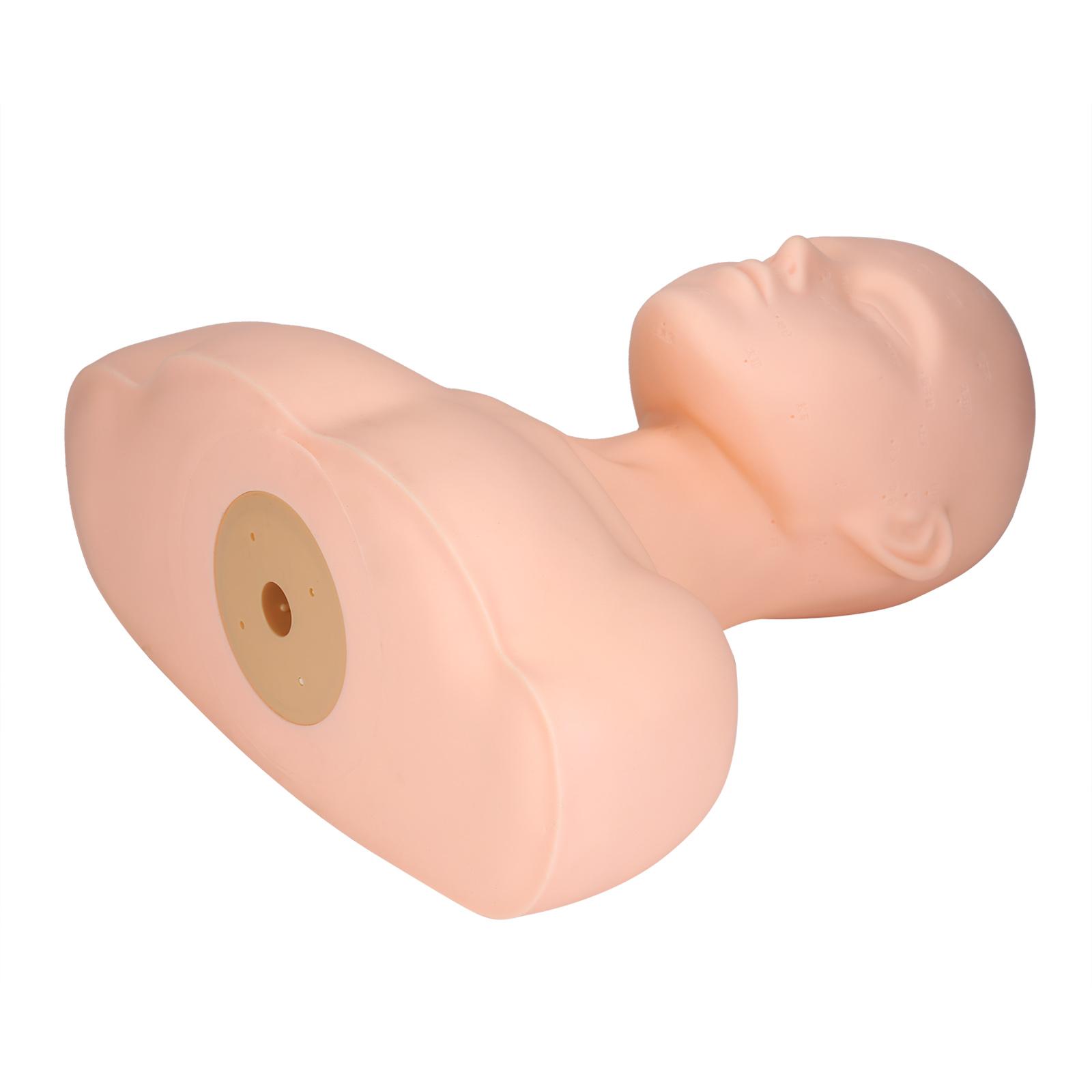 Đầu ma-nơ-canh bằng nhựa PVC mềm có các huyệt đạo để thực hành các kỹ thuật massage mặt.nối mi, trang điểm