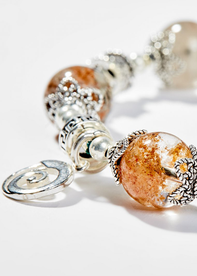 Vòng Tay Phong Thủy Nữ Đá Ưu Linh Đa Sắc Phối Charm Bạc  Nhiều Mệnh Ngọc Quý Gemstones